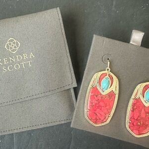 Brand new, never worn Kendra Scott Red and Turquoise Statement Earrings